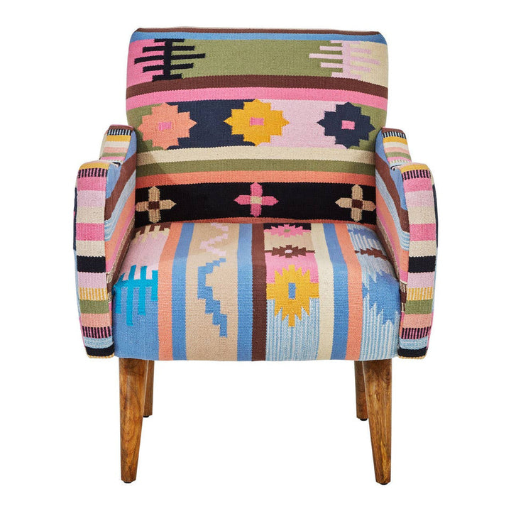 Cefeno Multi Coloured Fabric Chair With Mango Wood Legs Studio 55
