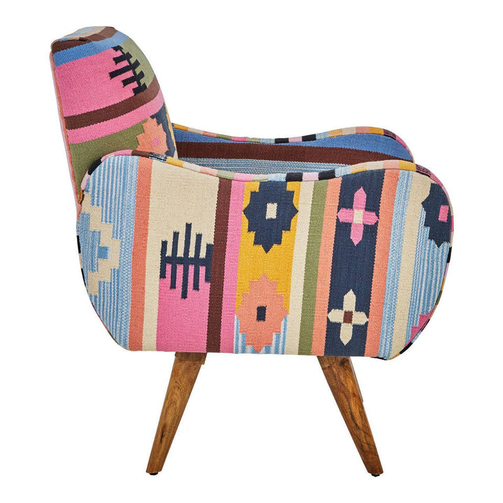 Cefeno Multi Coloured Fabric Chair With Mango Wood Legs Studio 55