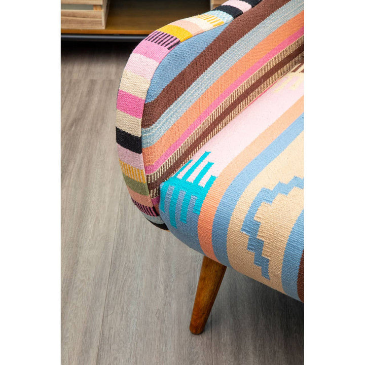 Cefeno Multi Coloured Fabric Chair With Mango Wood Legs Studio 55