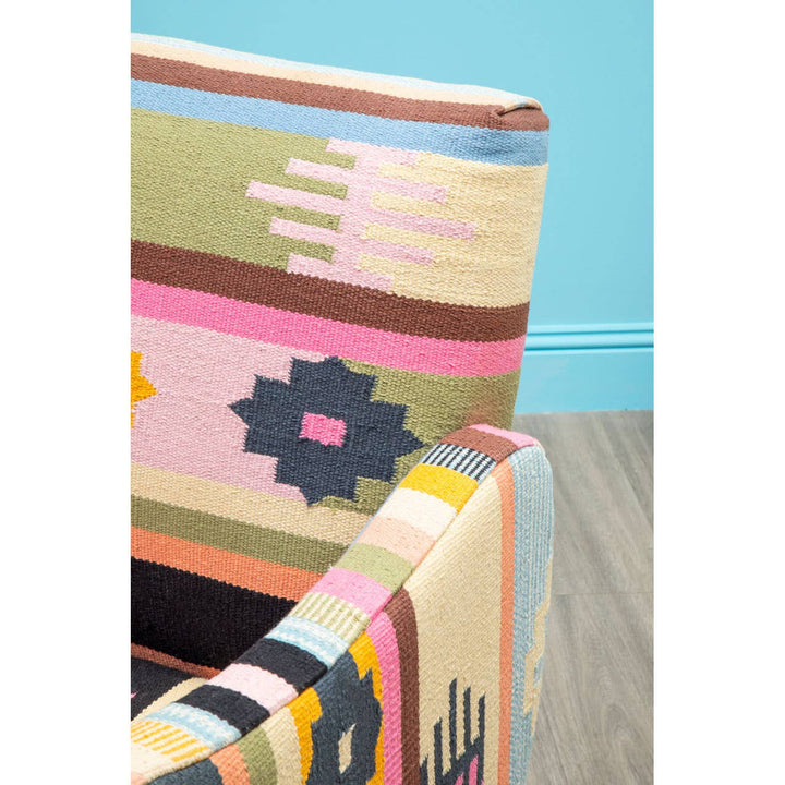 Cefeno Multi Coloured Fabric Chair With Mango Wood Legs Studio 55