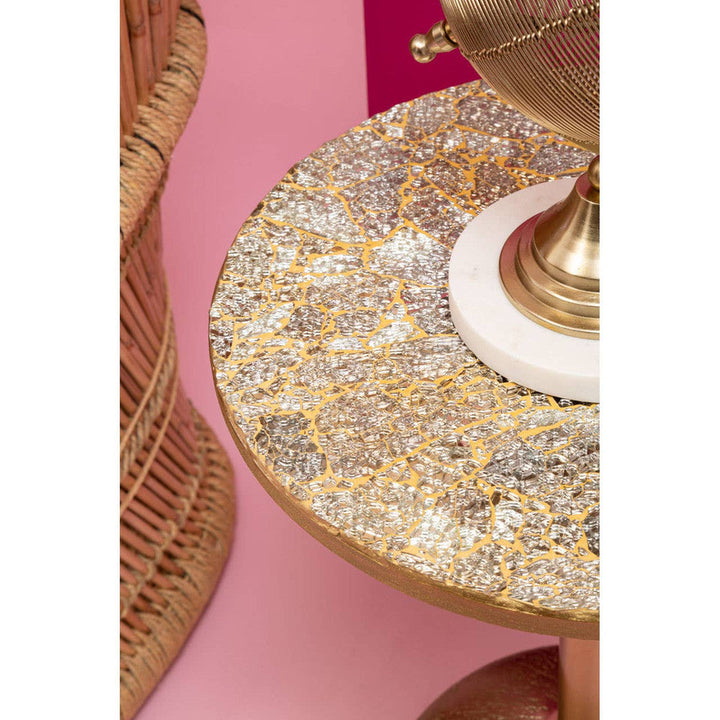 Inventro Mosaic Top Gold Finish Side Table Studio 55