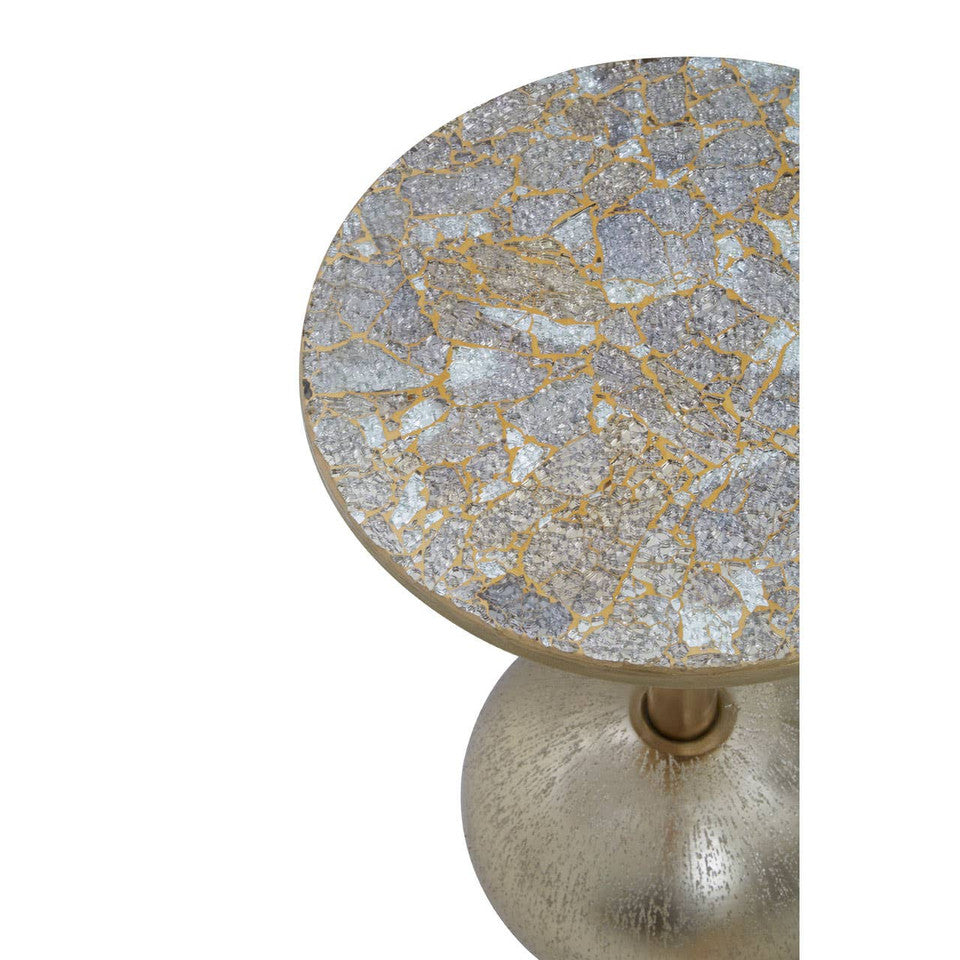 Inventro Mosaic Top Gold Finish Side Table Studio 55