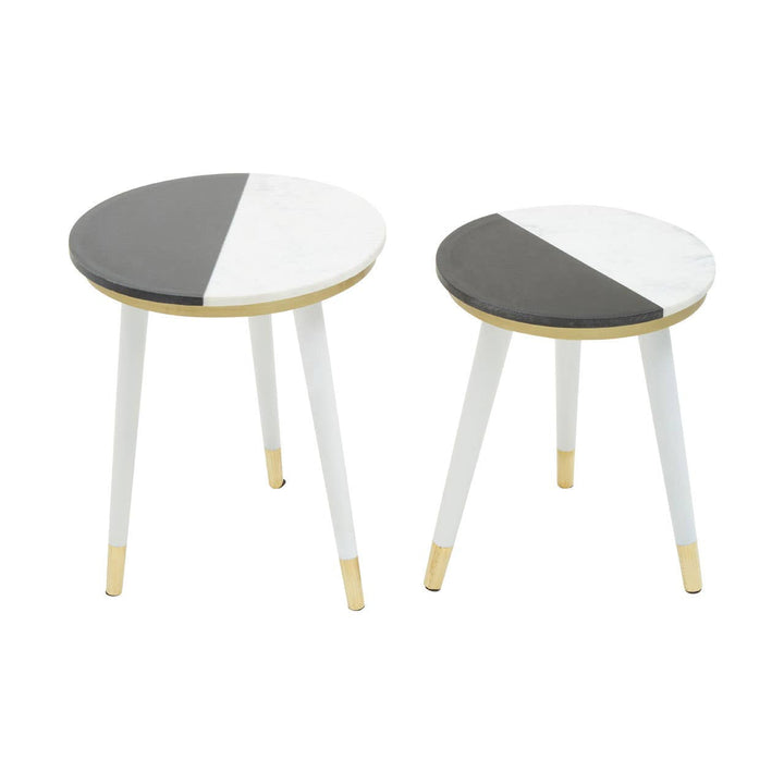 Nirvan Black And White Marble Side Table Studio 55