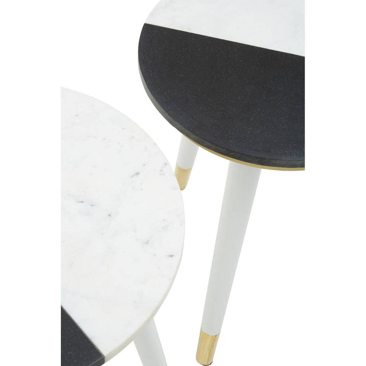 Nirvan Black And White Marble Side Table Studio 55