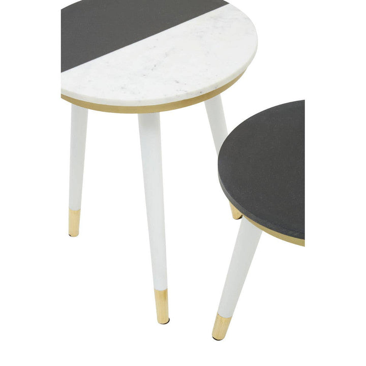 Nirvan Black And White Marble Side Table Studio 55