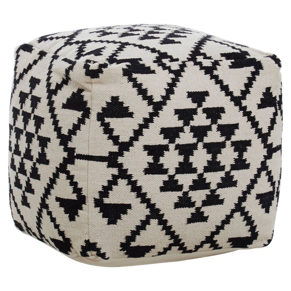 Sefina Square Black and White Patterned Pouffe Studio 55