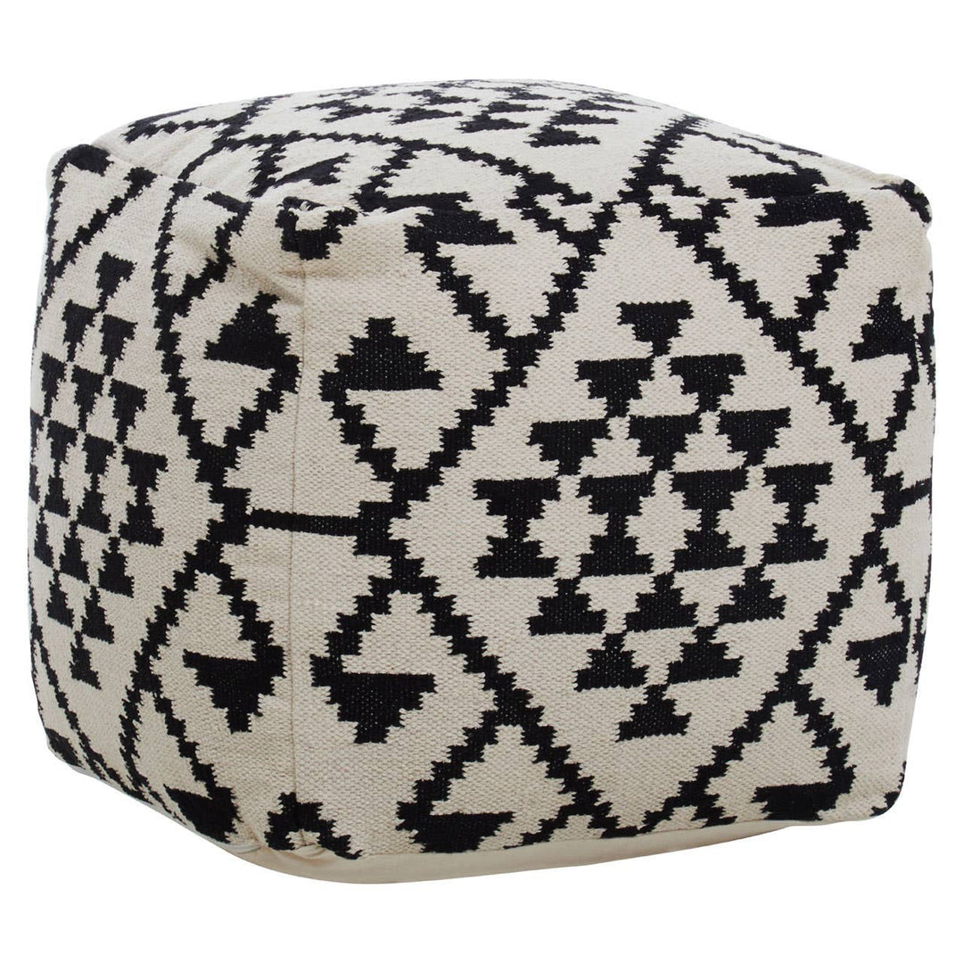 Sefina Square Black and White Patterned Pouffe Studio 55