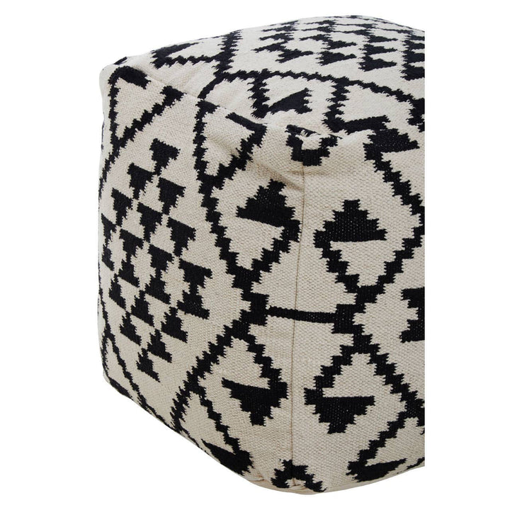 Sefina Square Black and White Patterned Pouffe Studio 55