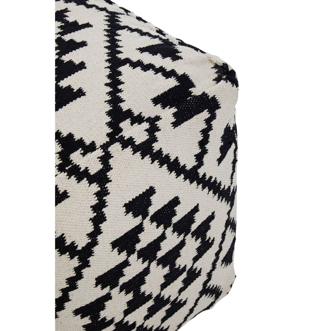 Sefina Square Black and White Patterned Pouffe Studio 55