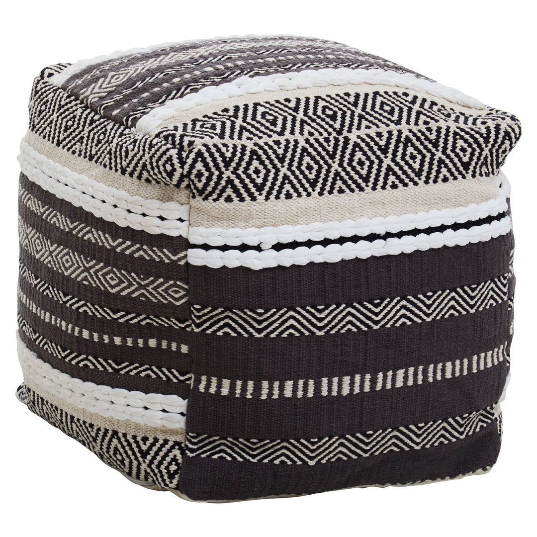 Sefina Grey And White Pouffe Studio 55