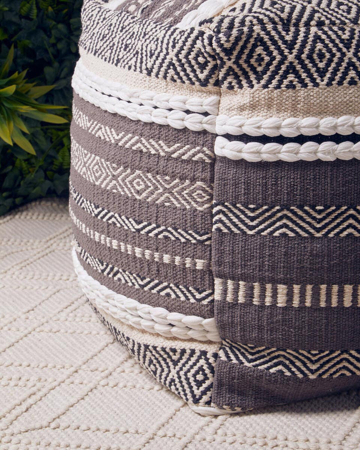 Sefina Grey And White Pouffe Studio 55