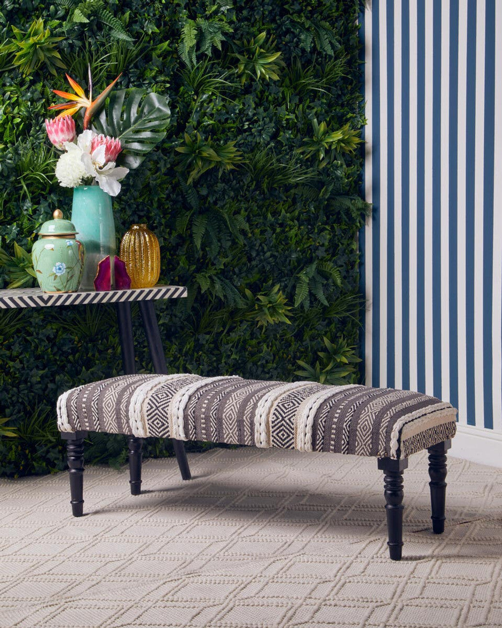 Sefina Grey And White Bench Studio 55