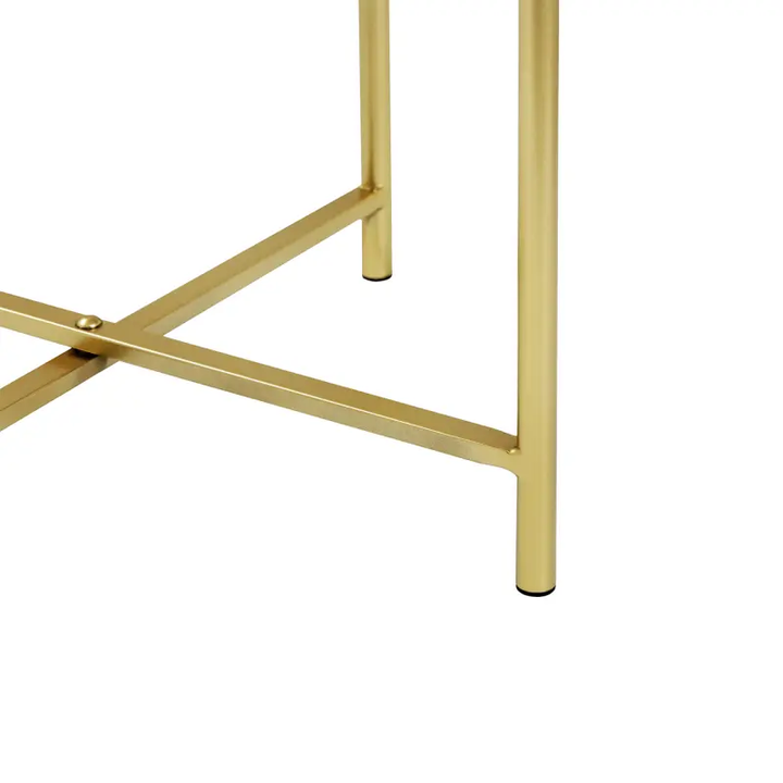 55cm Gold Metal End Table with White Marble Top Lina Home