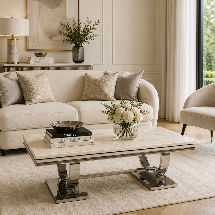 Arianna Marble Coffee Table Cream 120cm