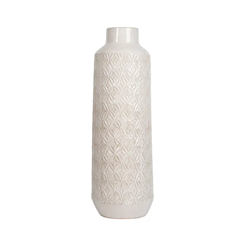 White Carved Ceramic Vase Lina Home