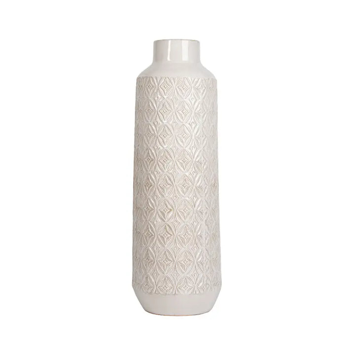 White Carved Ceramic Vase Lina Home
