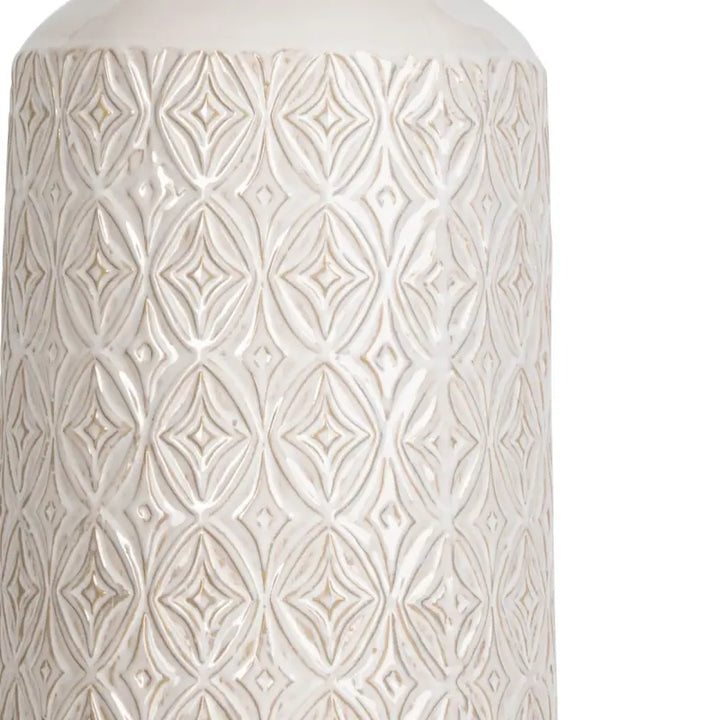 White Carved Ceramic Vase Lina Home