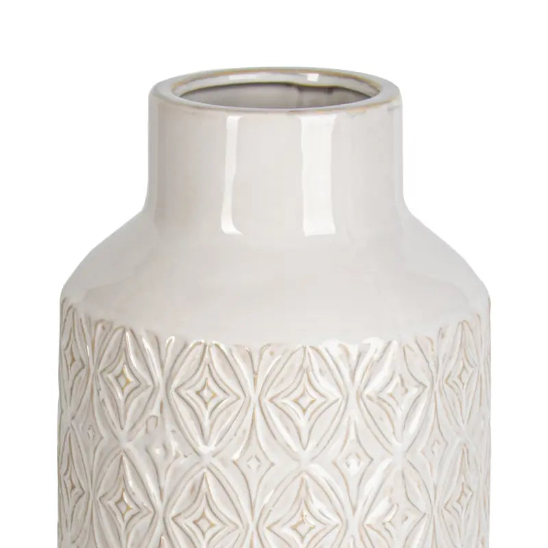White Carved Ceramic Vase Lina Home