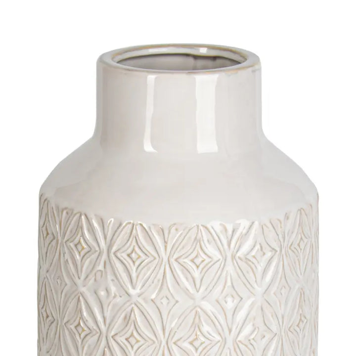 White Carved Ceramic Vase Lina Home