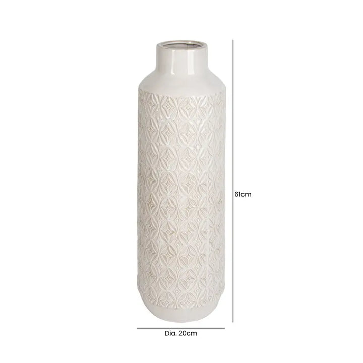 White Carved Ceramic Vase Lina Home