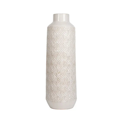 White Carved Ceramic Vase Lina Home