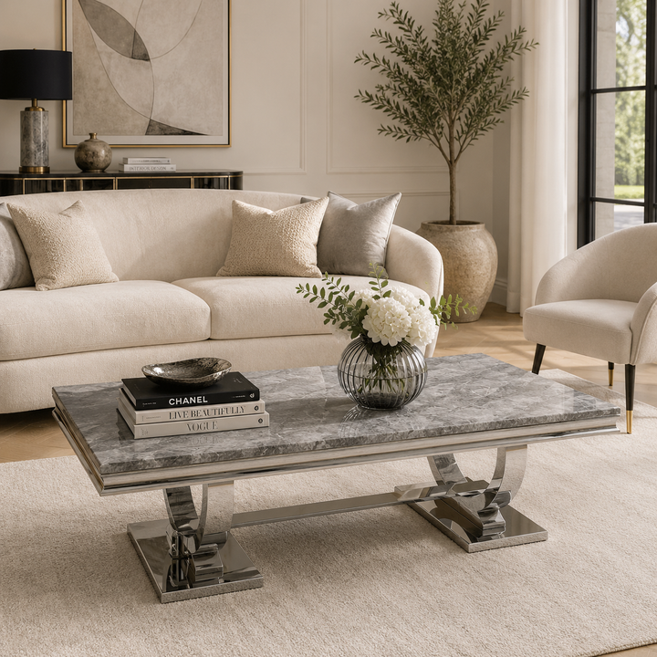 Arianna Marble Coffee Table Grey 120cm