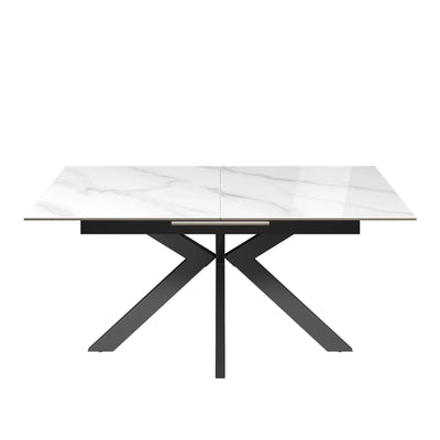 Armino 160-200cm Gloss White Ceramic Extending Dining Table Torelli