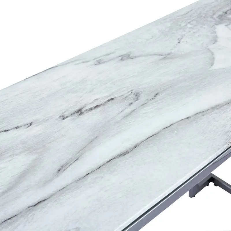Aamari Grey Gunmetal Console Table with White Faux Marble Glass Top - KD Lina Home