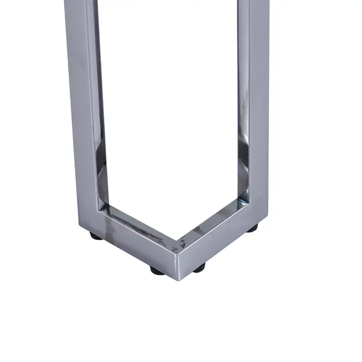 Aamari Grey Gunmetal Console Table with White Faux Marble Glass Top - KD Lina Home