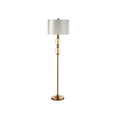 Amber Brown Glass Floor Lamp with Cream Velvet Shade Lina Home