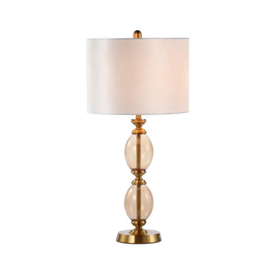 Amber Brown Glass Table Lamp with Cream Velvet Shade Lina Home