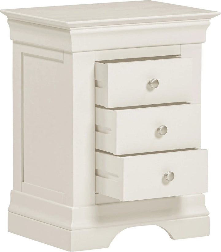 Bordova 3 Drawer Bedside in Ivory Seconique Furniture