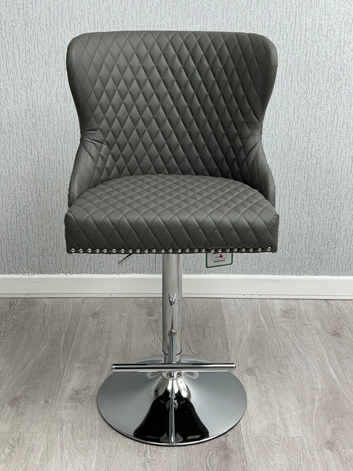 Viviana Hudson Grey PU Bar Stool