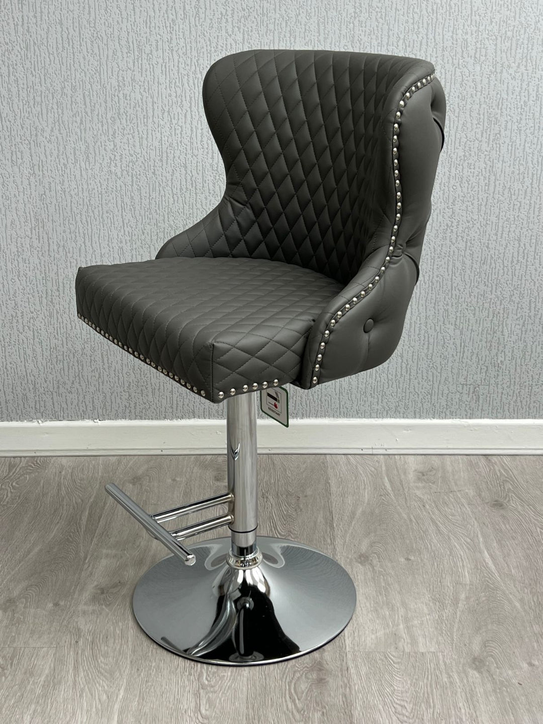 Viviana Hudson Grey PU Bar Stool
