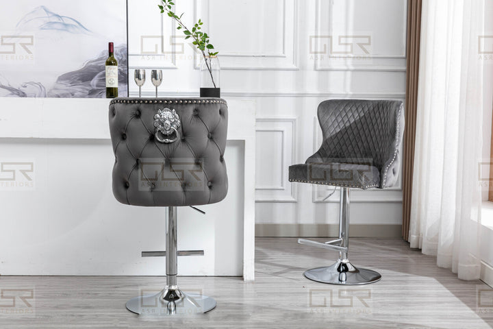 Viviana Grey Velvet Bar Stool
