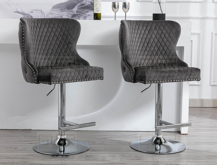 Viviana Grey Velvet Bar Stool
