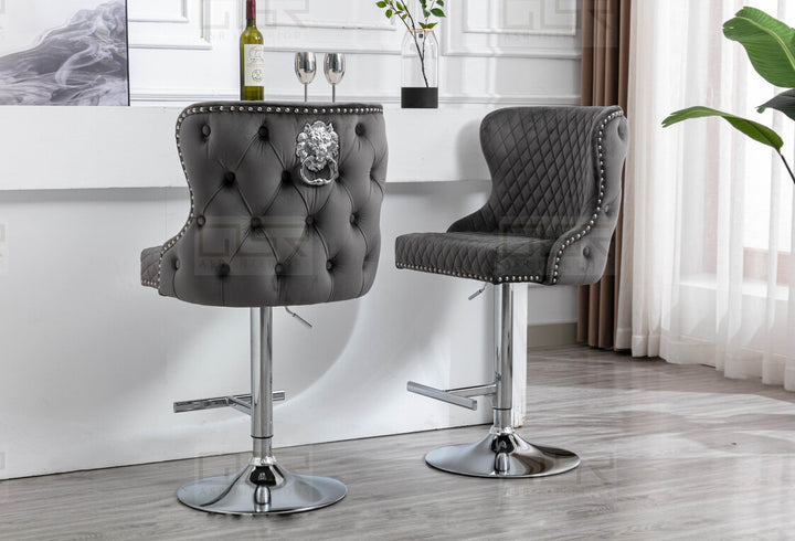 Viviana Grey Velvet Bar Stool