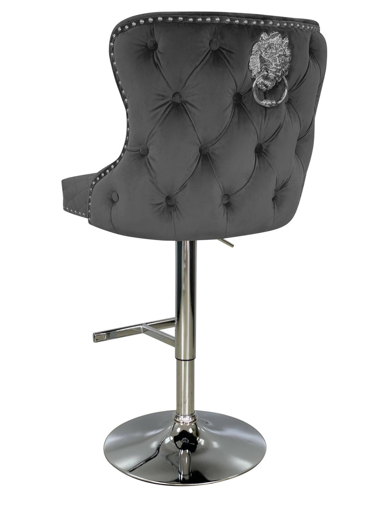 Viviana Grey Velvet Bar Stool