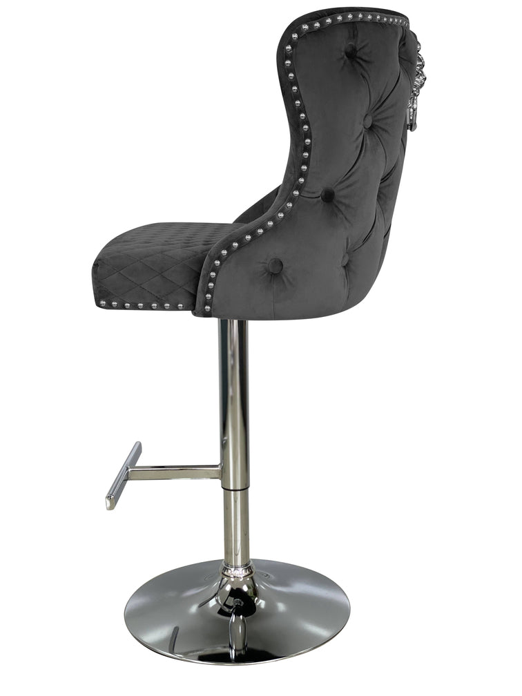 Viviana Grey Velvet Bar Stool