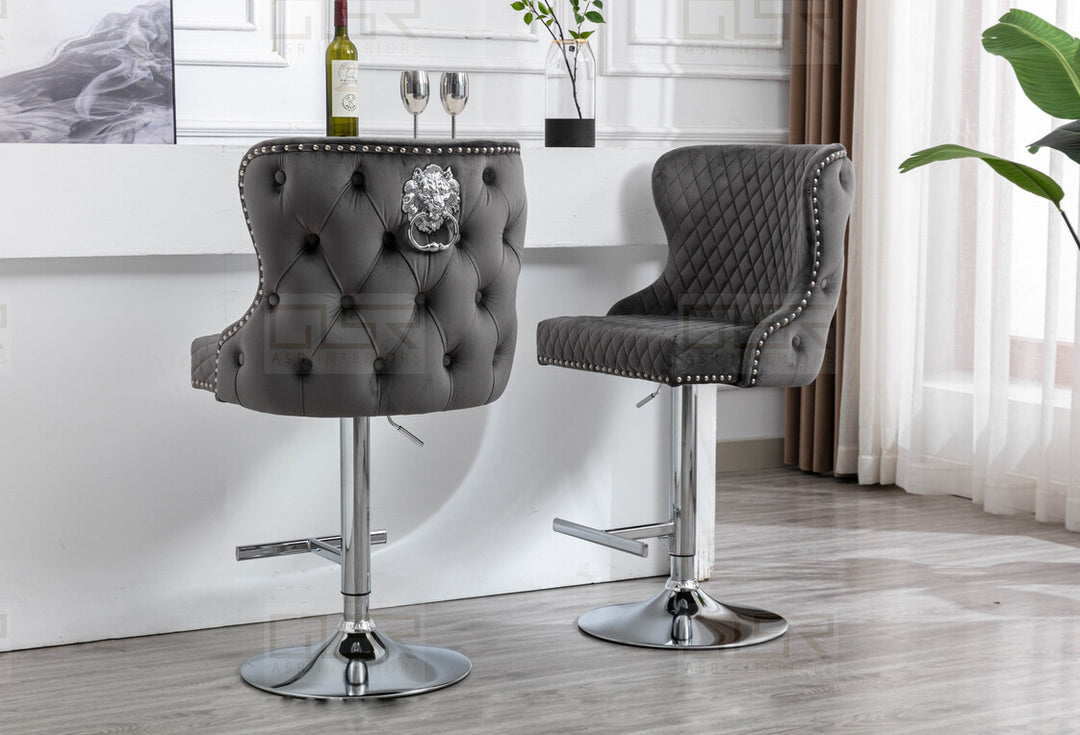 Viviana Grey Velvet Bar Stool