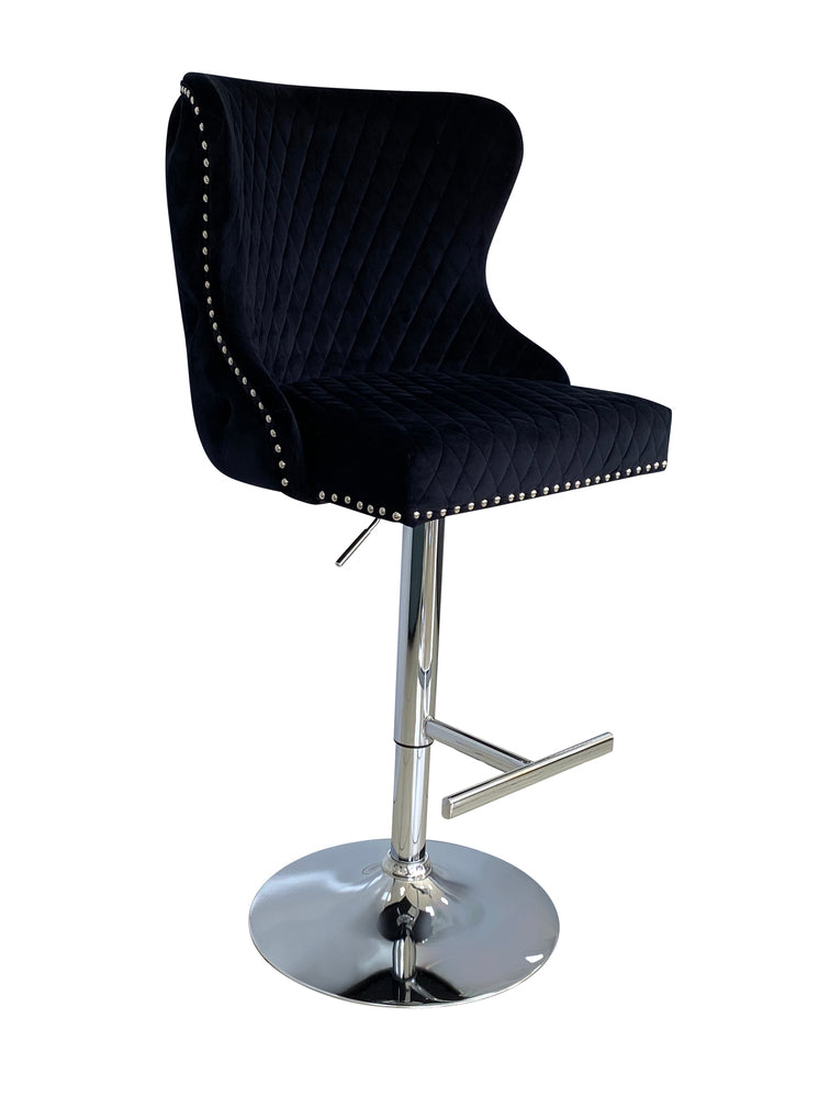 Viviana Black Velvet Bar Stool