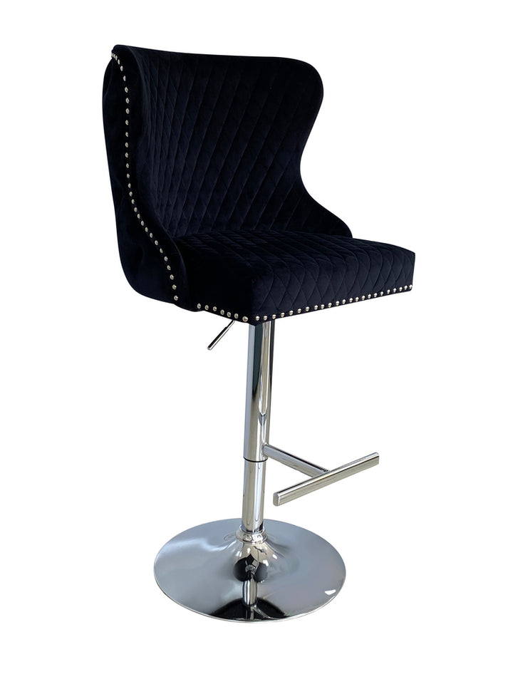 Viviana Black Velvet Bar Stool