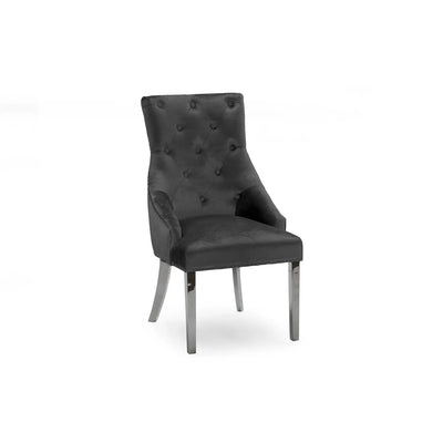 Belvedere Charcoal Knockerback Velvet Dining Chair – Chesterfield Style (Outlet) VIDA