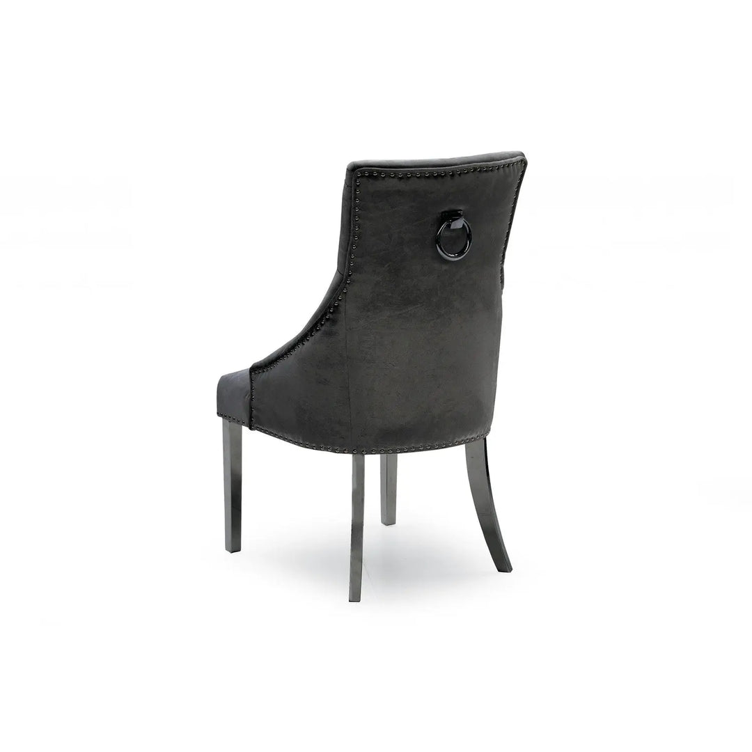 Belvedere Charcoal Knockerback Velvet Dining Chair – Chesterfield Style (Outlet) VIDA