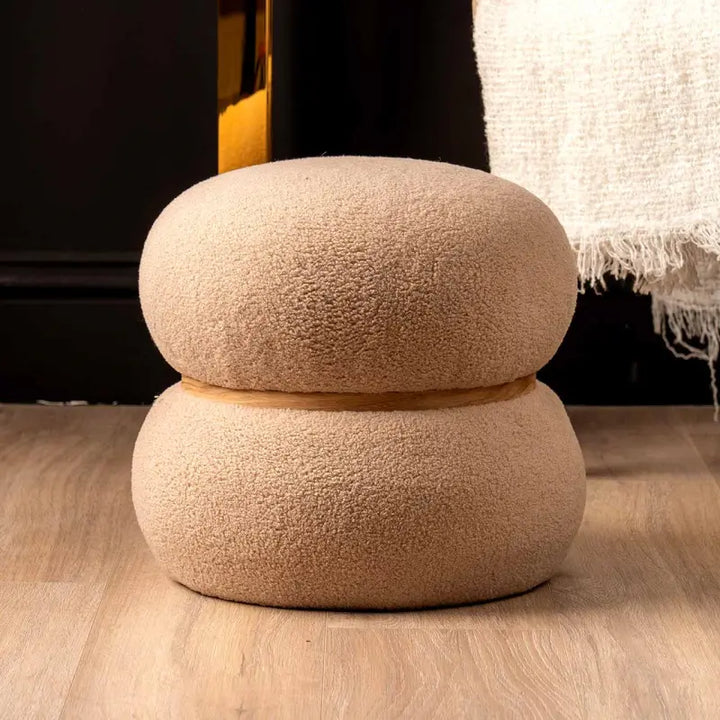 Beige Bouclé Ottoman Lina Home