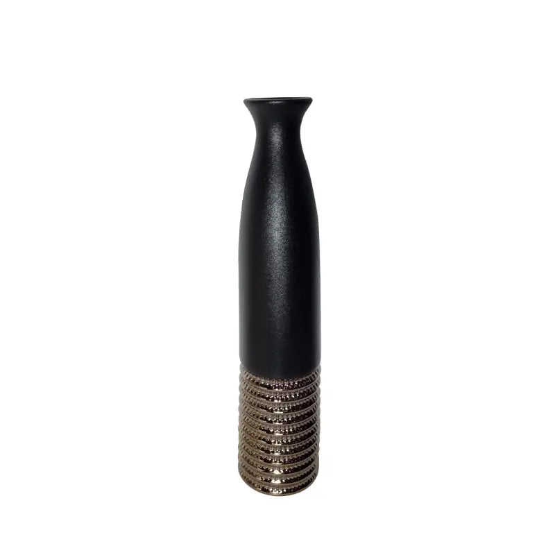 Black and Textured Bronze Ceramic 60cm Floor Vase Lina Home