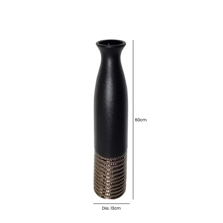 Black and Textured Bronze Ceramic 60cm Floor Vase Lina Home