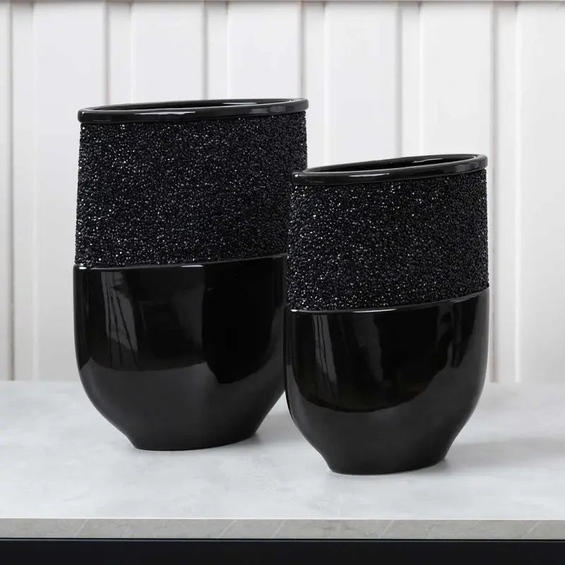 Black Glitz And Glaze Vase Lina Home