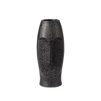 Black Textured Ceramic Face Vase Lina Home