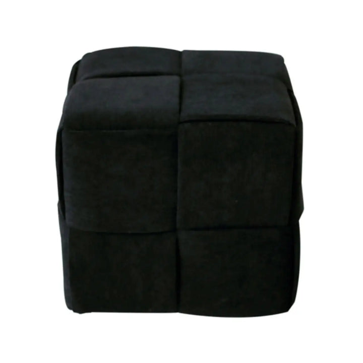 Black Velvet Square Woven Ottoman Lina Home